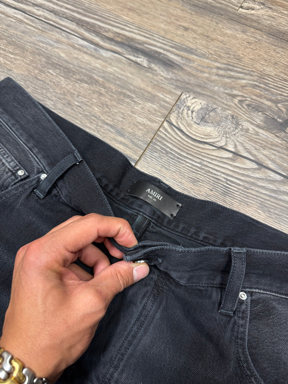 AMIRI SS26 FLANNEL REPAIR DESTRESSED FLANNEL JEANS (38)