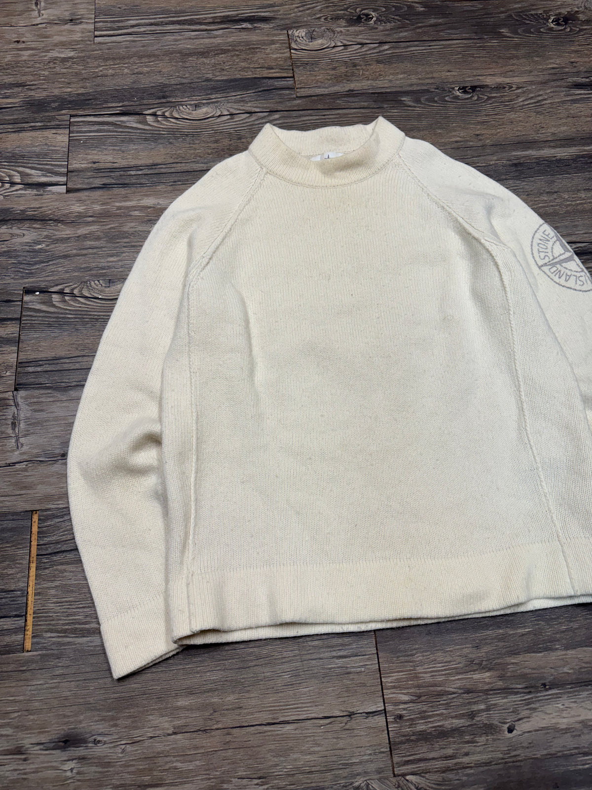 STONE ISLAND 1990’s MOCK NECK WOOL CREWNECK SWEATER (M)
