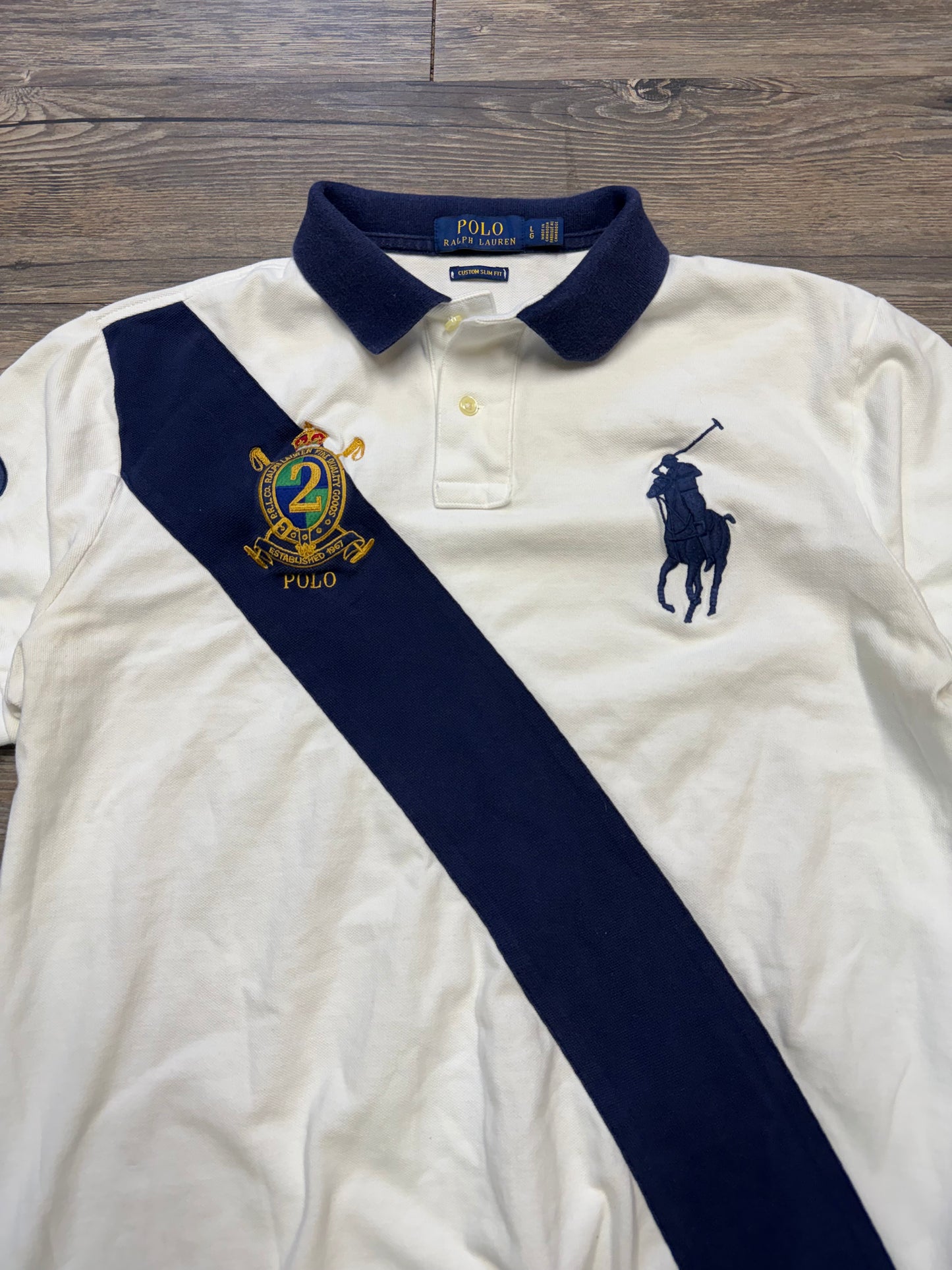RALPH LAUREN STRIPED BIG PONY POLO (L)