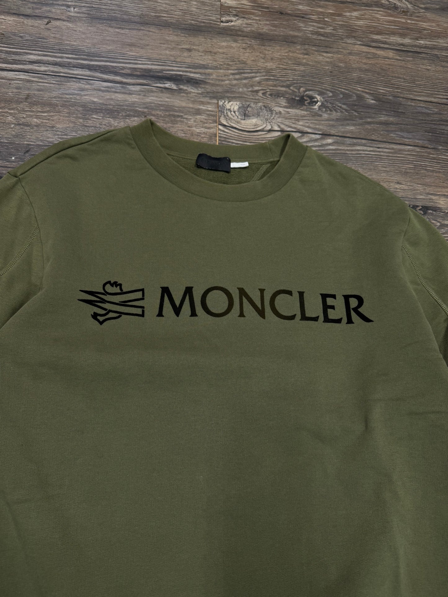MONCLER LOGO OLIVE GREEN CREWNECK (XL)