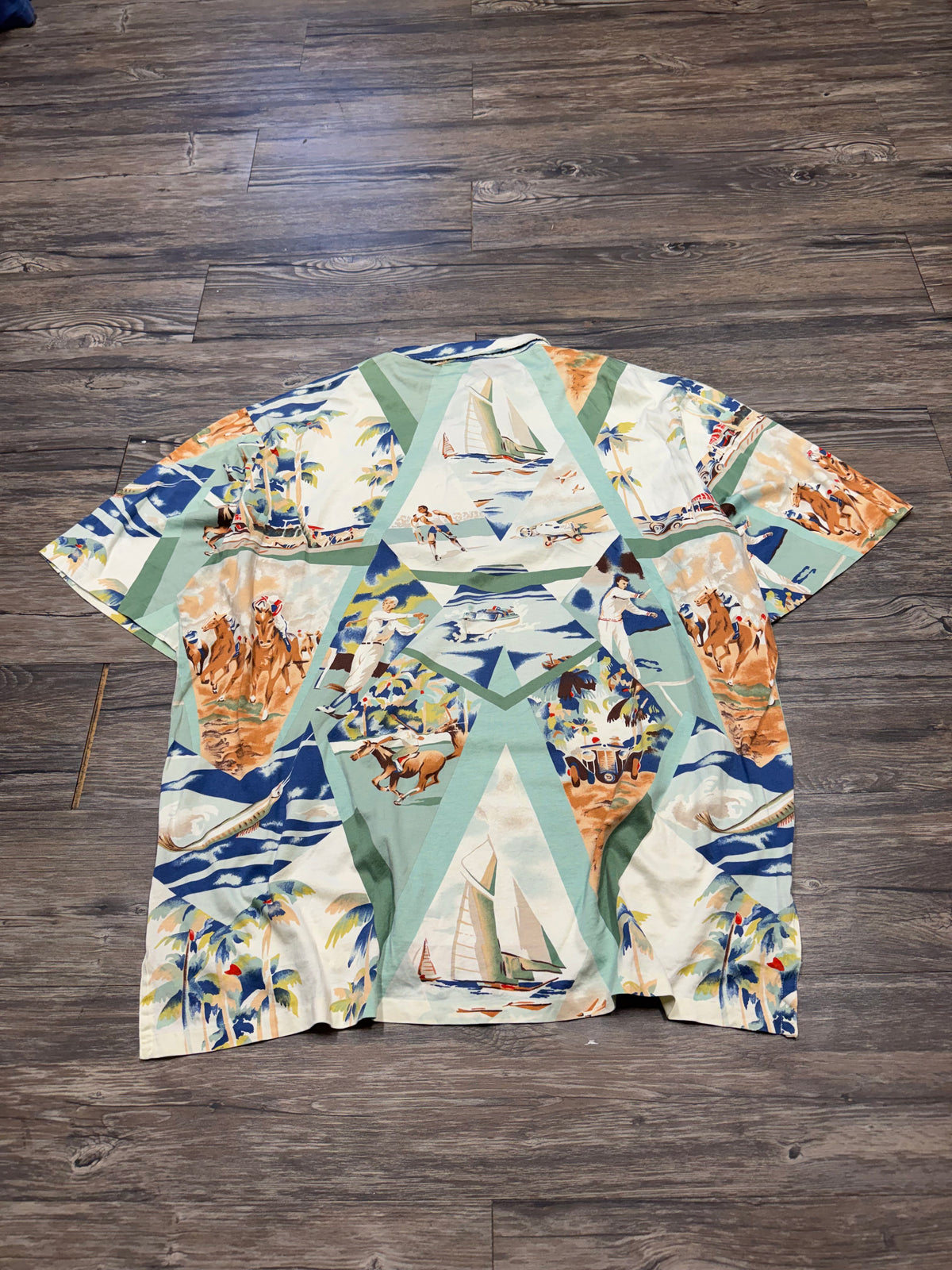 RALPH LAUREN POLO SPORT 1991 TENNIS PRINT POLO (L)