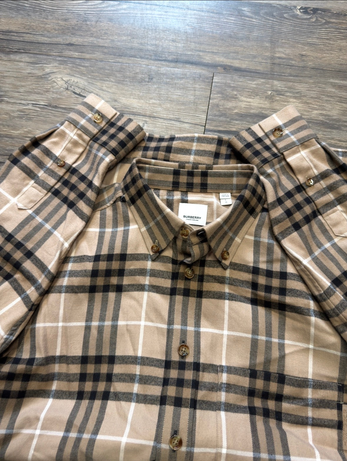 BURBERRY PLAID FLANNEL SHIRT (L)