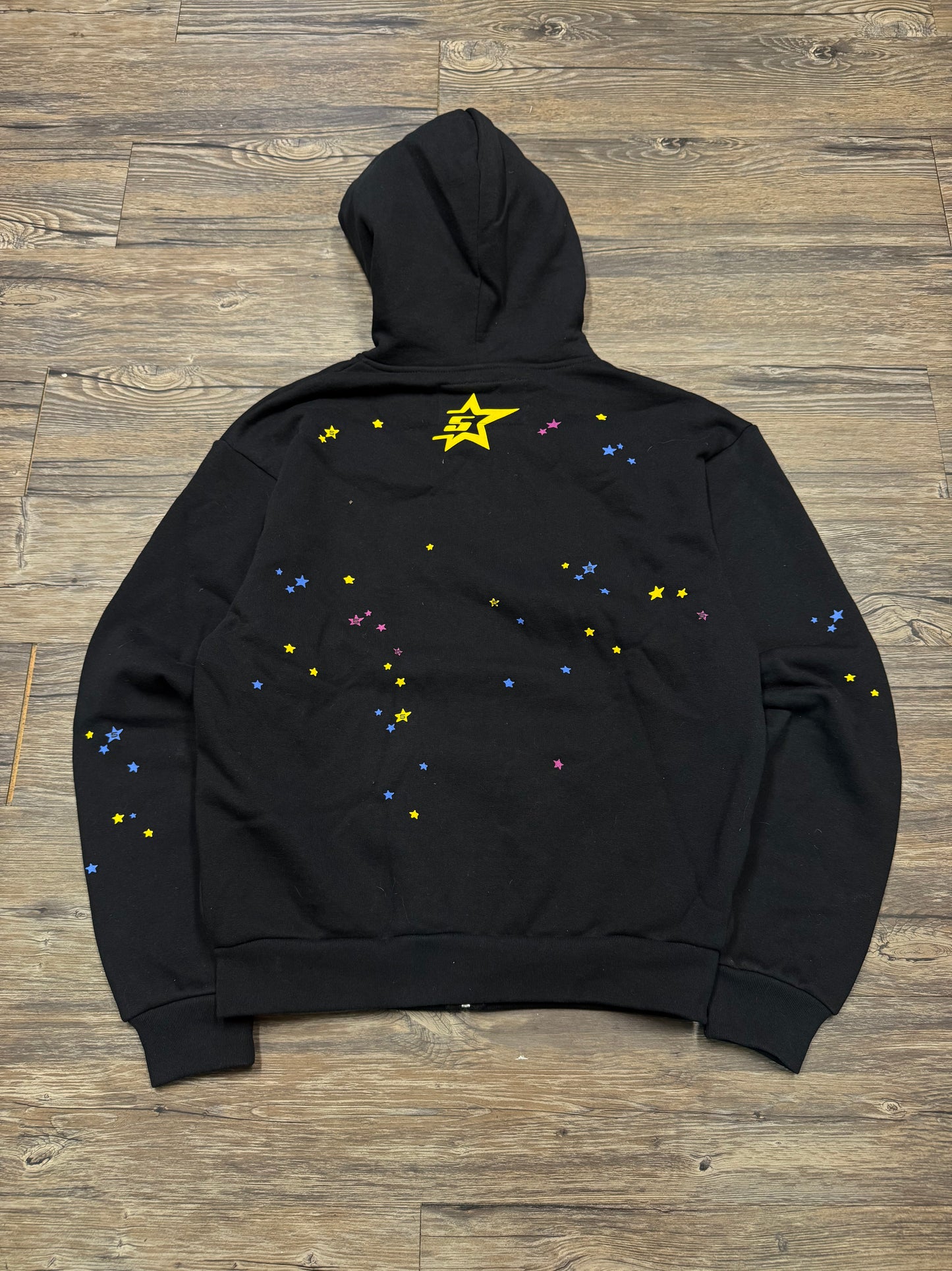 SP5DER PUNK V2 BLACK HOODED ZIPUP SWEATSHIRT (S)