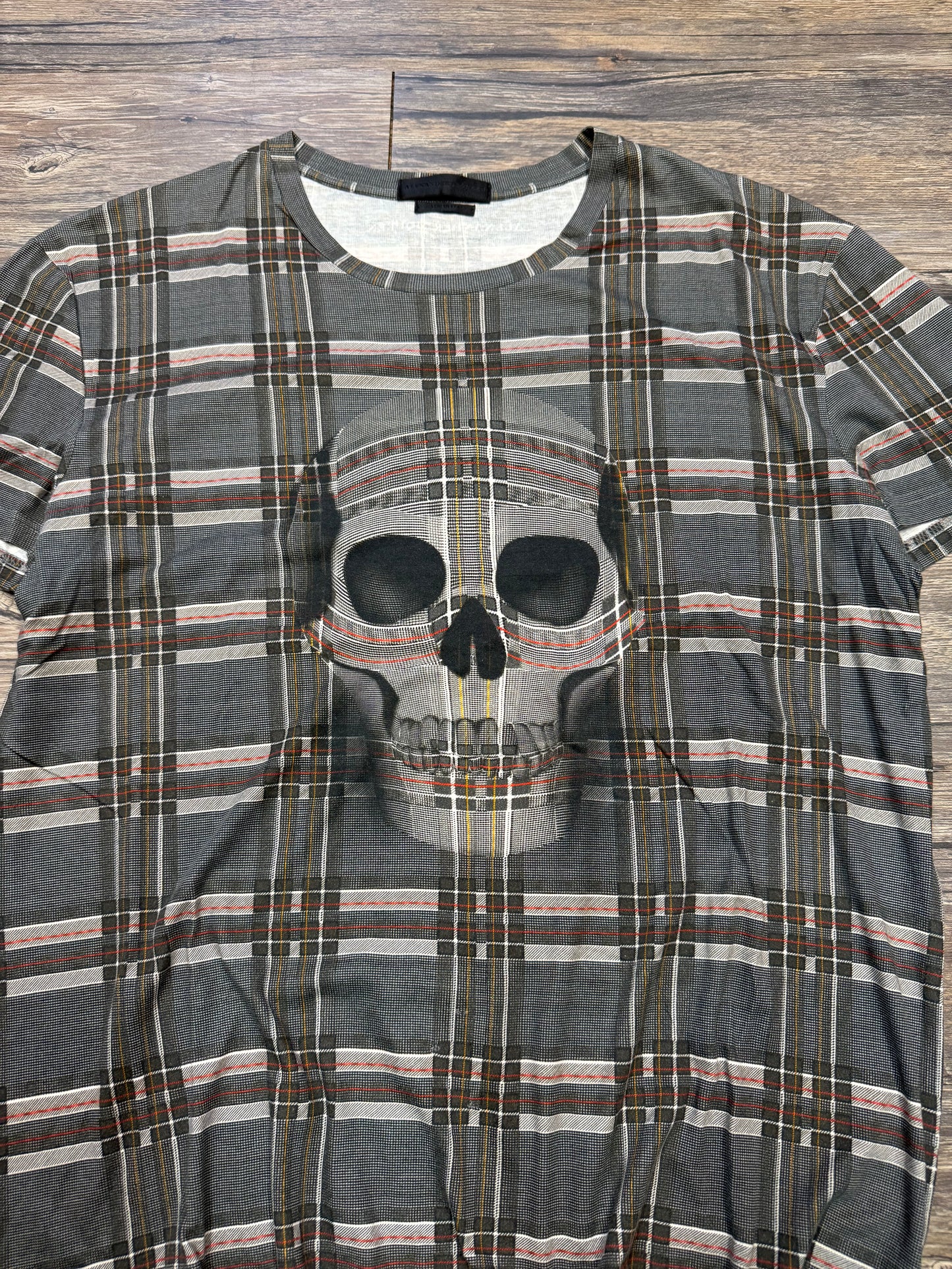ALEXANDER MCQUEEN PLAID SKULL TEE (L)