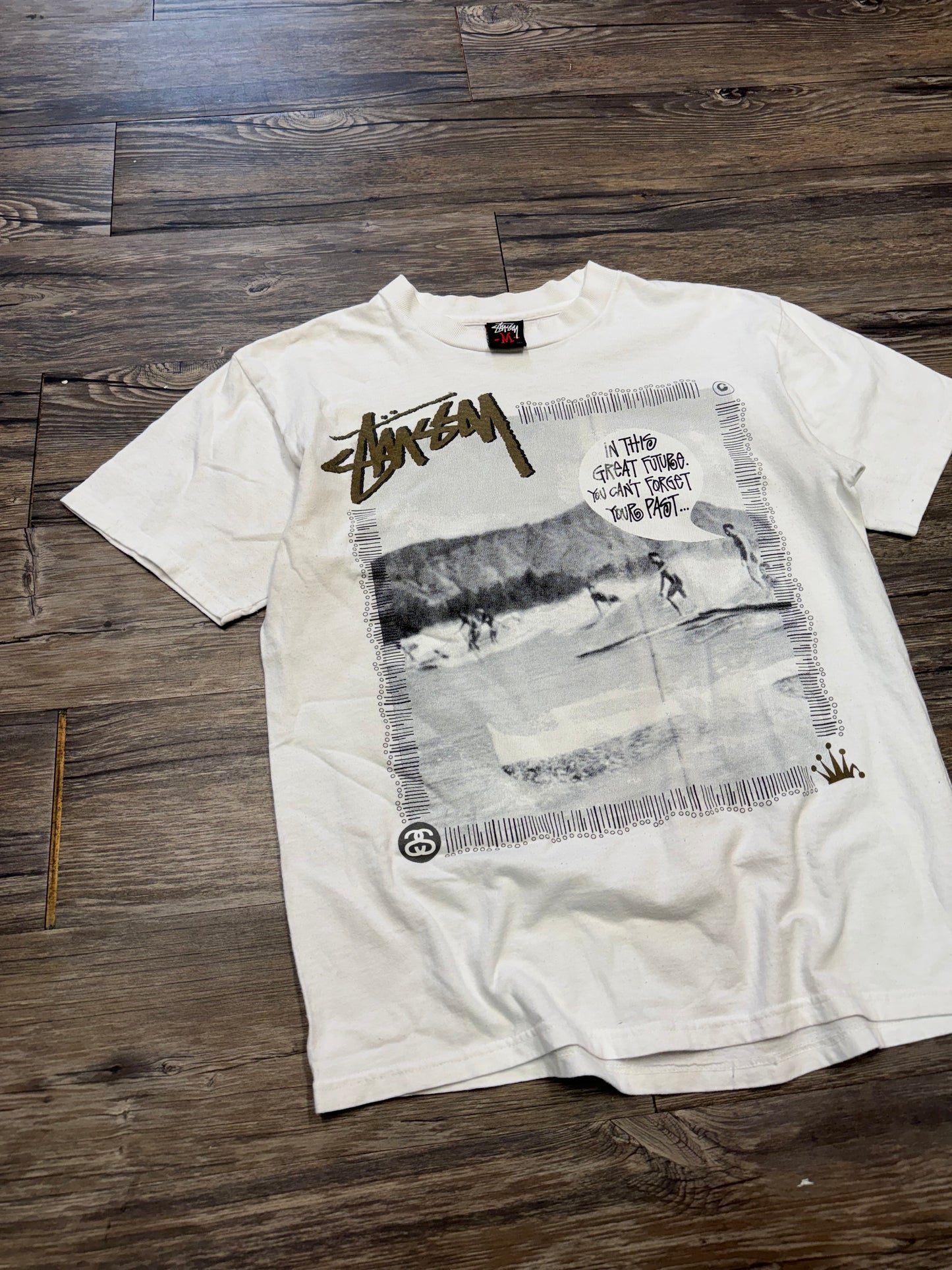 STUSSY VINTAGE WHITE SURF T-SHIRT (M)