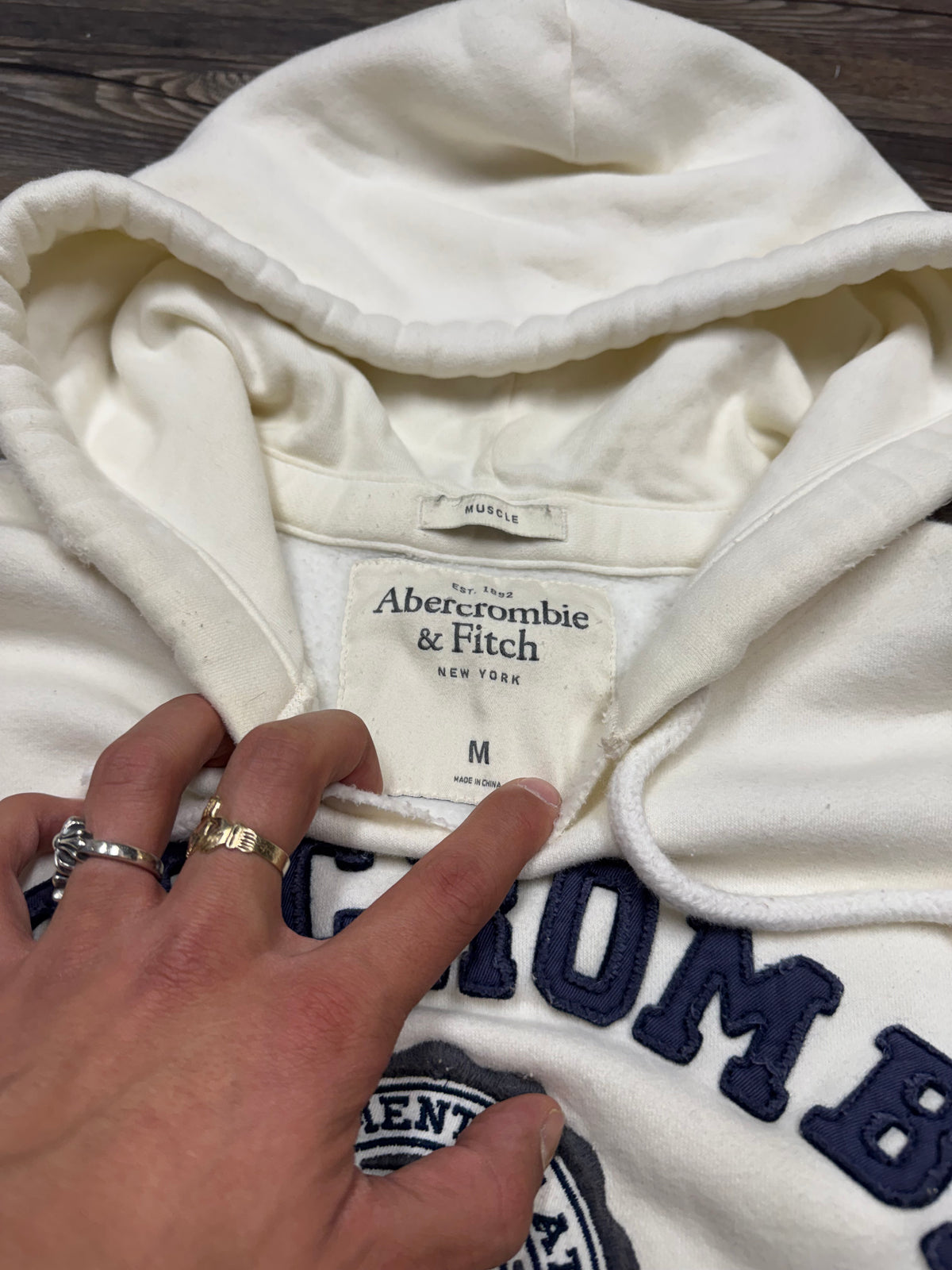 ABERCROMBIE & FITCH VINTAGE LOGO HOODIE (M)