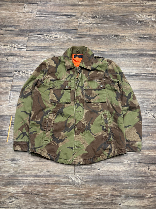 ABERCROMBIE & FITCH CAMO ORANGE LINED HUNTING JACKET (S)