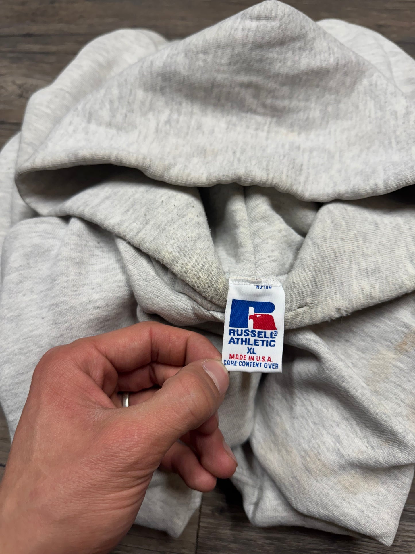 VINTAGE GREY RUSSELL BLANK HOODIE (XL)
