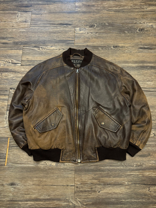 2000’s GUCCI TOM FORD LEATHER BOMBER JACKET (M)