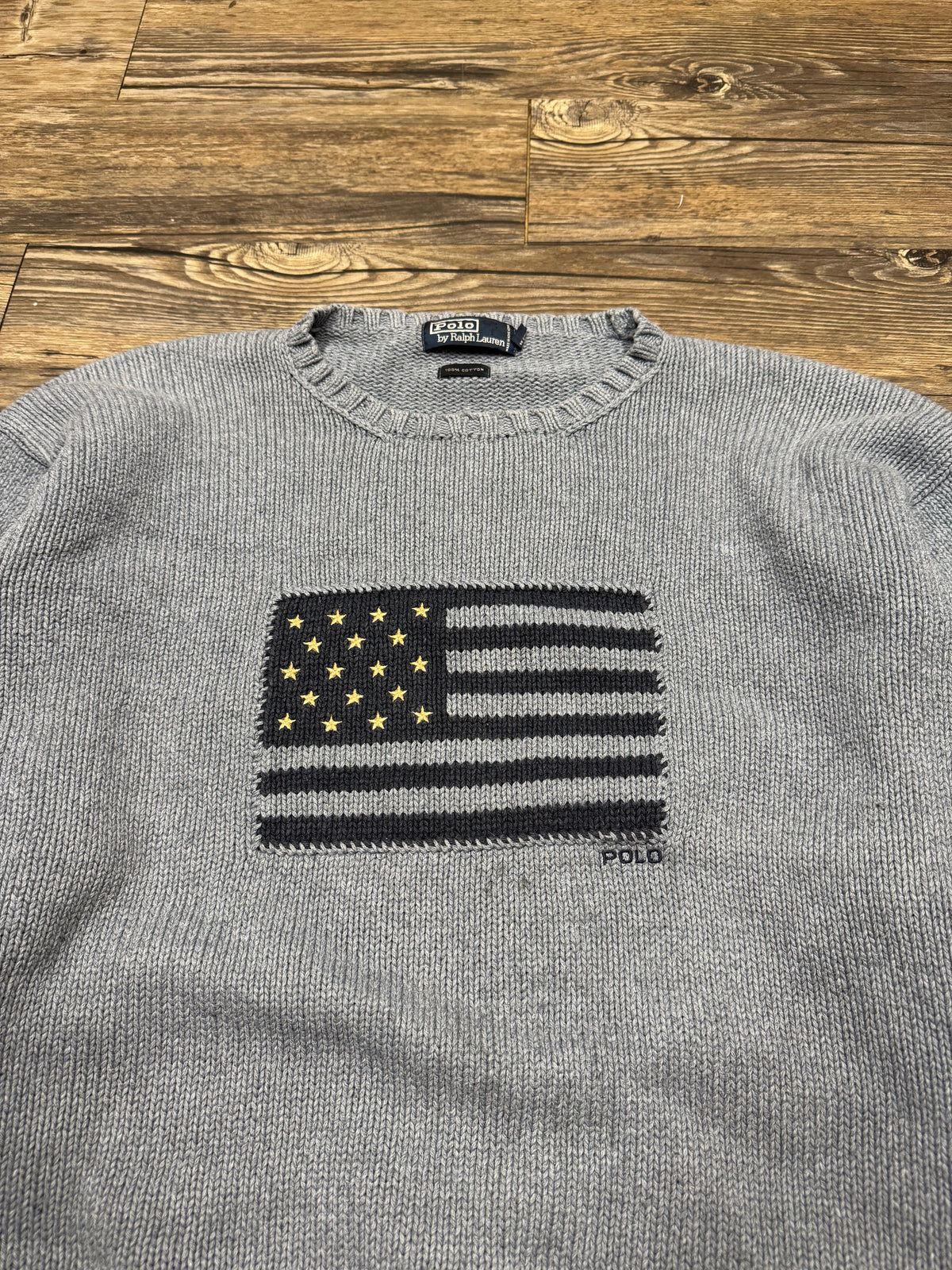 POLO RALPH LAUREN BABY BLUE AMERICAN FLAG KNIT (XXL)