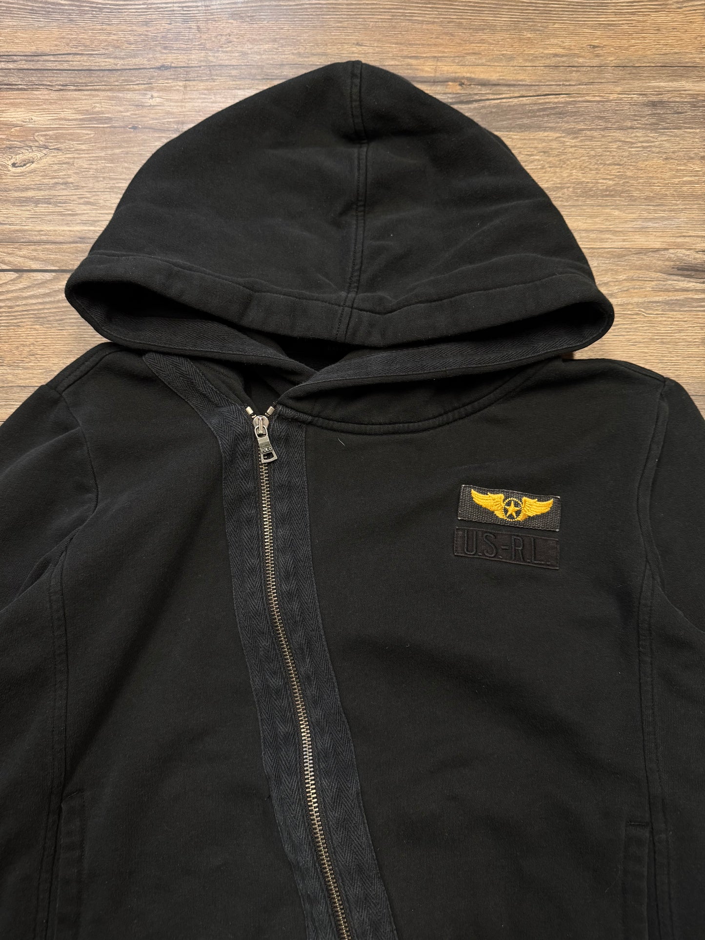 RALPH LAUREN ARMY SIDE-ZIP HOODIE (M)