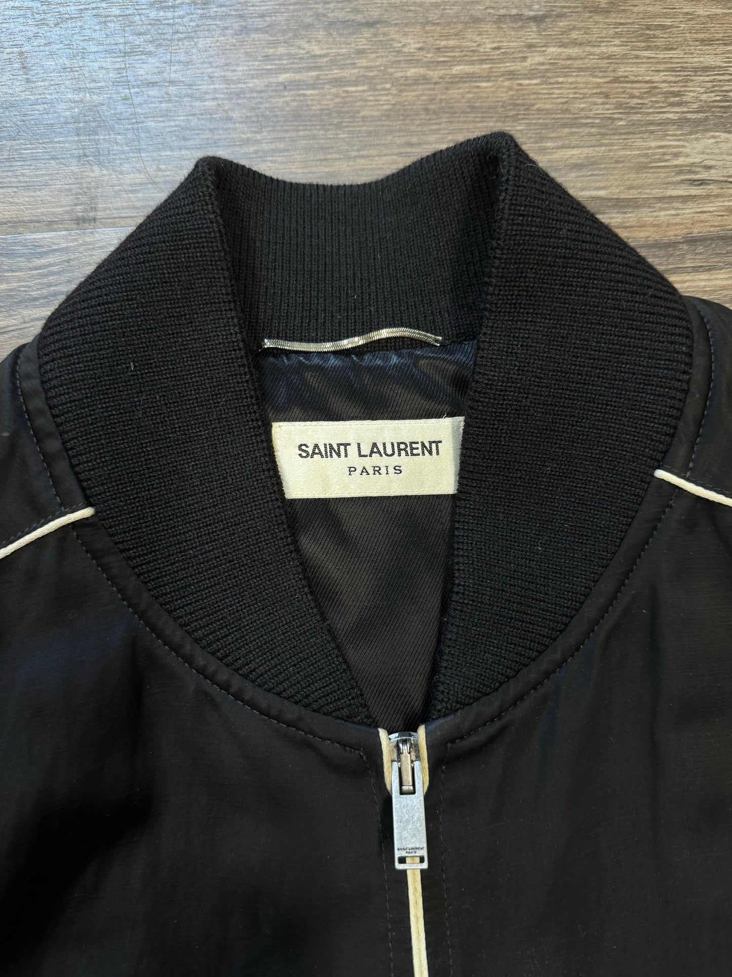 SAINT LAURENT TEDDY LINEN FLIGHT JACKET (M)
