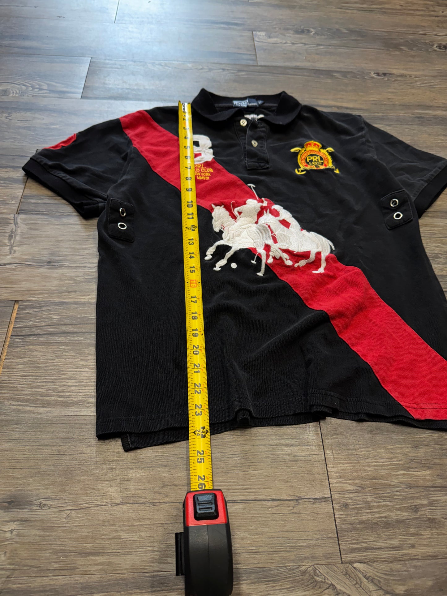 POLO RALPH LAUREN MERCER CLUB STAMPED STRIPER CREST T-SHIRT (M)