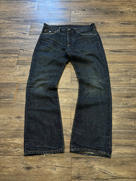 POLO RALPH LAUREN BOOTLEG FADED DARKWASH JEANS (33)