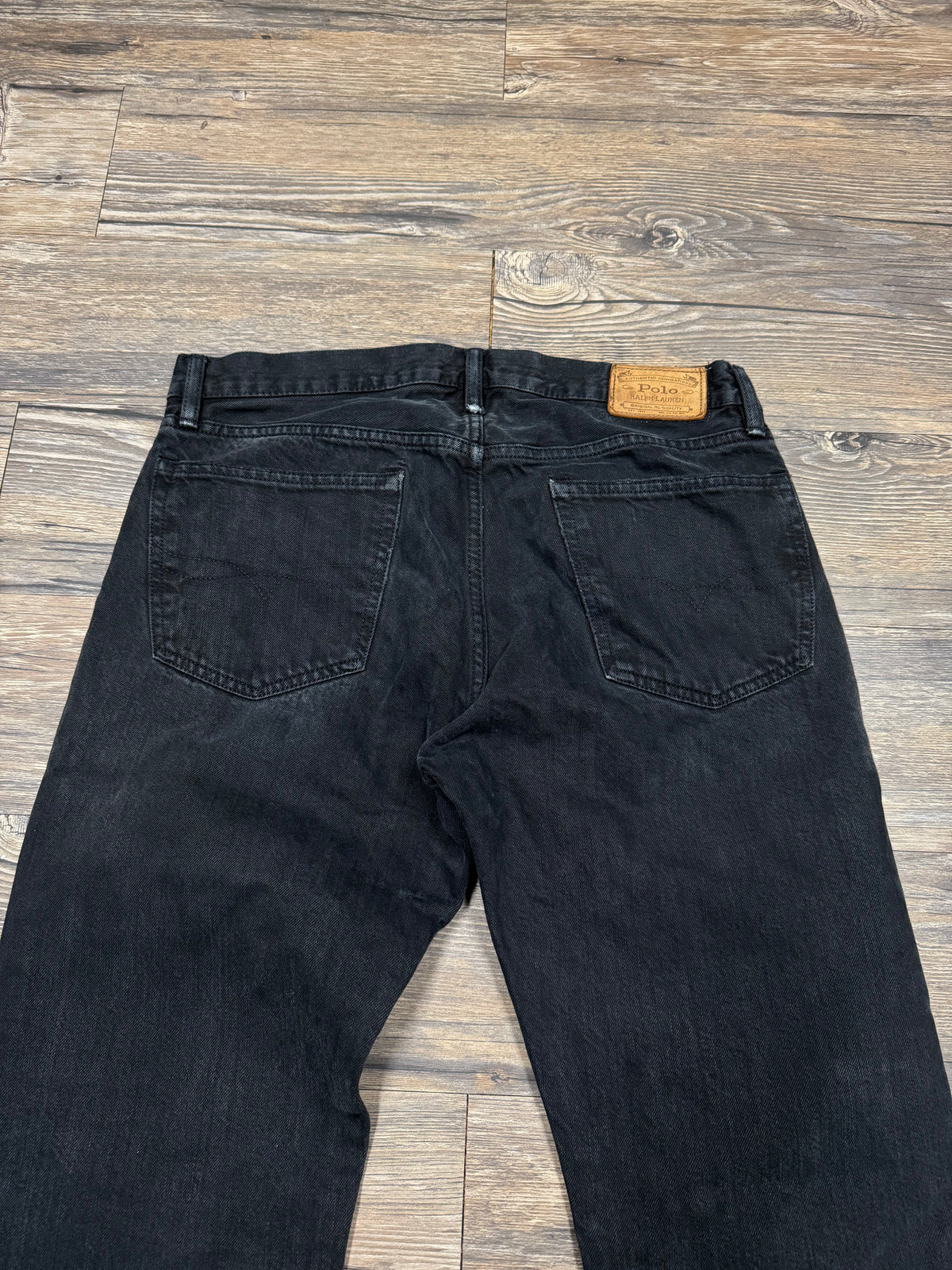 POLO RALPH LAUREN STRAIGHT LEG BLACK WASH JEANS (32)