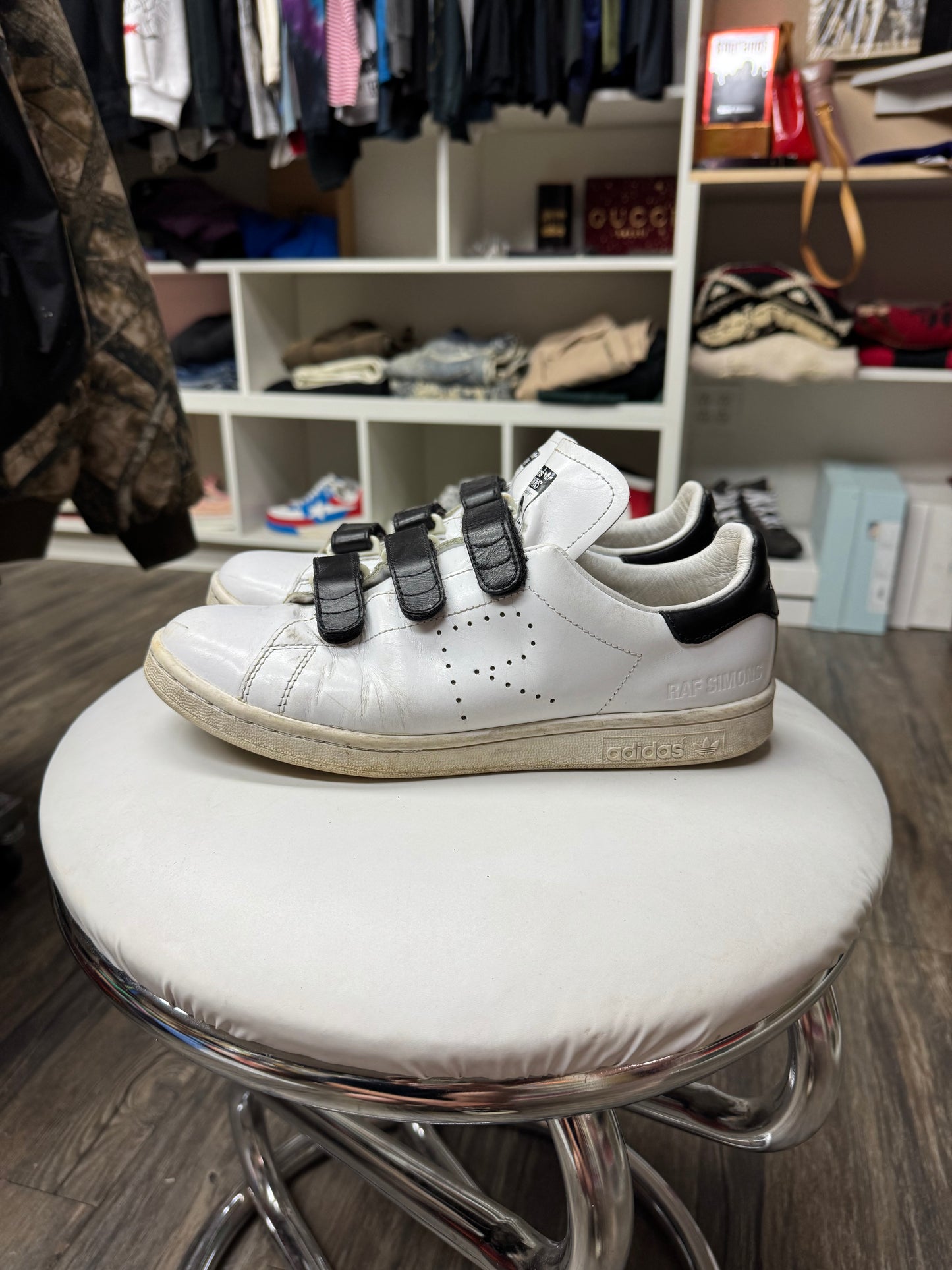 RAF SIMONS X STAN SMITHS VELCROW LEATHER LOW TOPS (7.5)