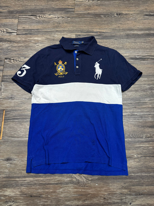 POLO RALPH LAUREN YACHT CLUB STRIPED COLOR BLOCK POLO SHIRT (M)