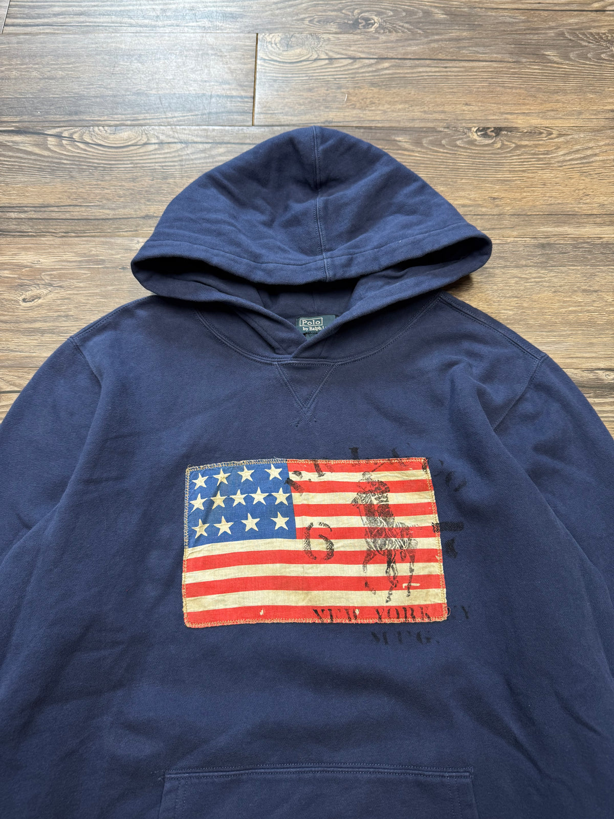 POLO RALPH LAUREN AMERICAN FLAG PONY PULLOVER HOODIE (M)