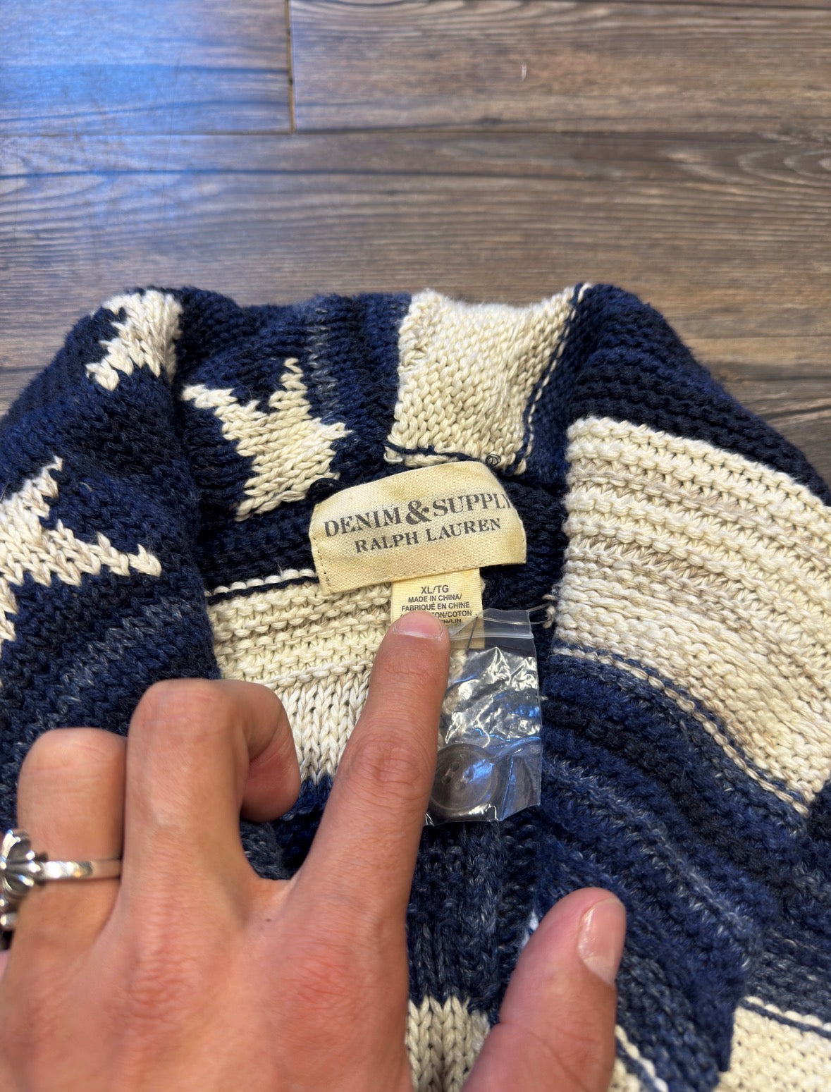 POLO RALPH LAUREN DENIM & SUPPLY AMERICAN FLAG KNIT CARDIGAN (XL)