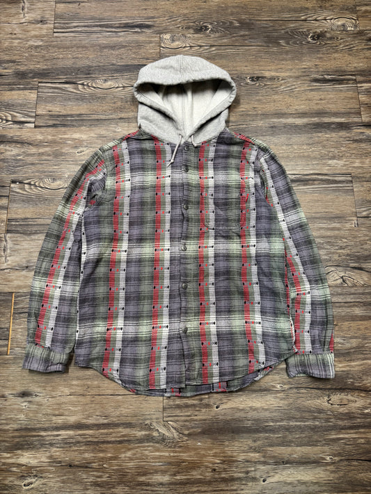 SUPREME JACQUARD HOODED FLANNEL SHIRT (M)