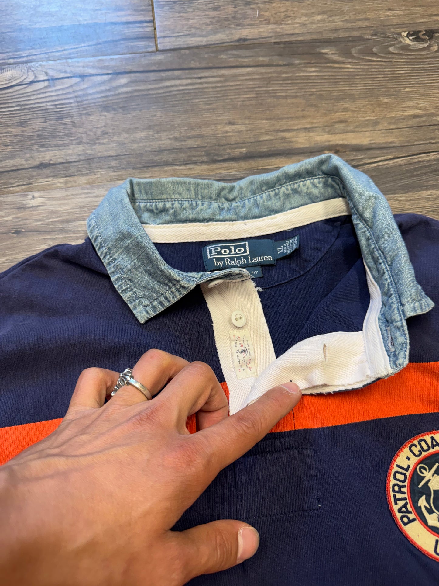 POLO RALPH LAUREN COASTAL RESCUE RUGBY STRIPED SHIRT (XL)