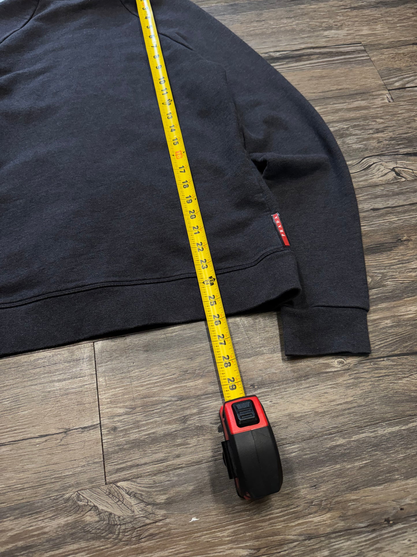 PRADA SLIM FIT RED TAB LIGHTWEIGHT HYBRID NYLON HOODED SWEATSHIRT (M)