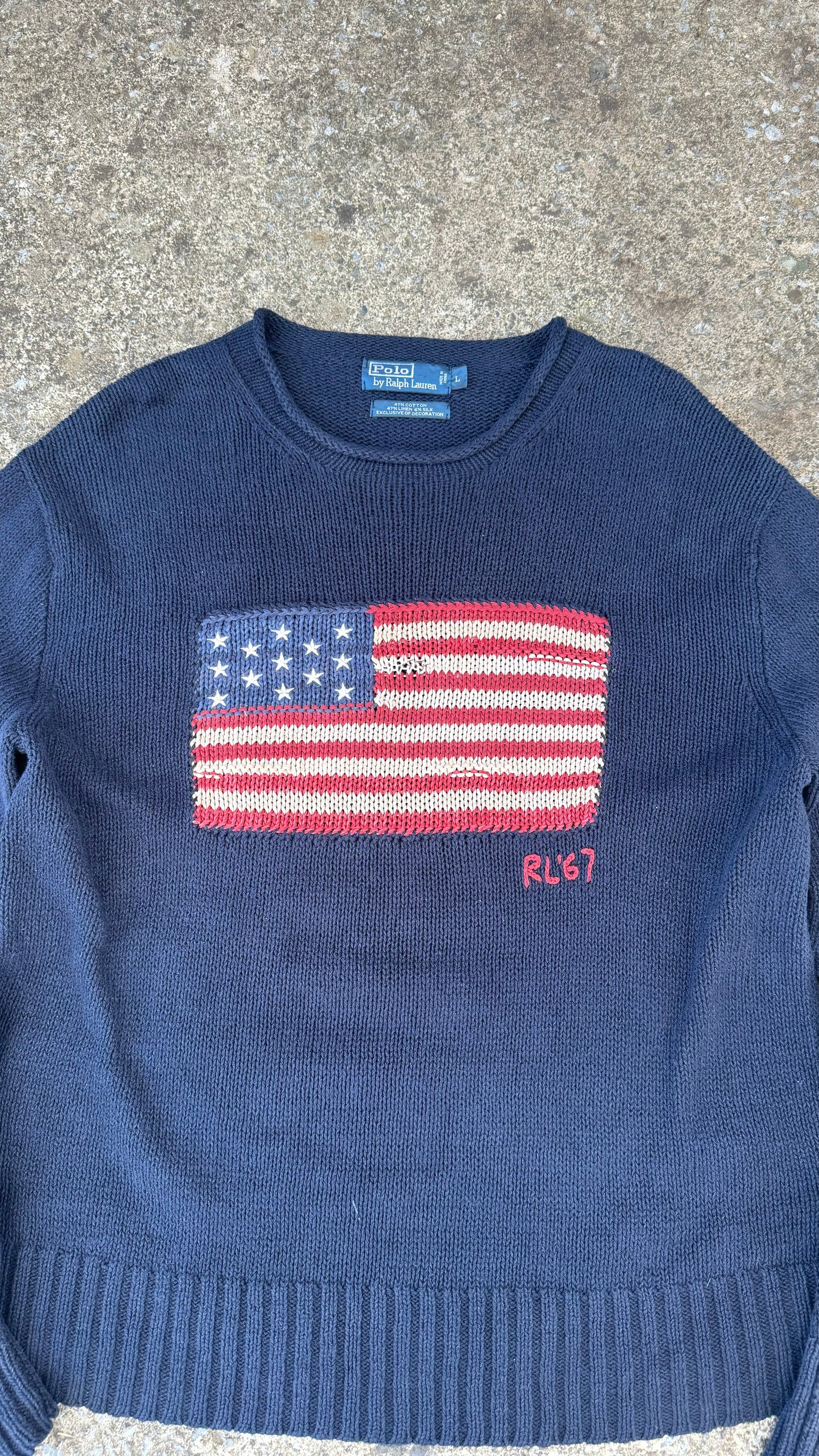 POLO RALPH LAUREN AMERICAN FLAG SWEATER (L)