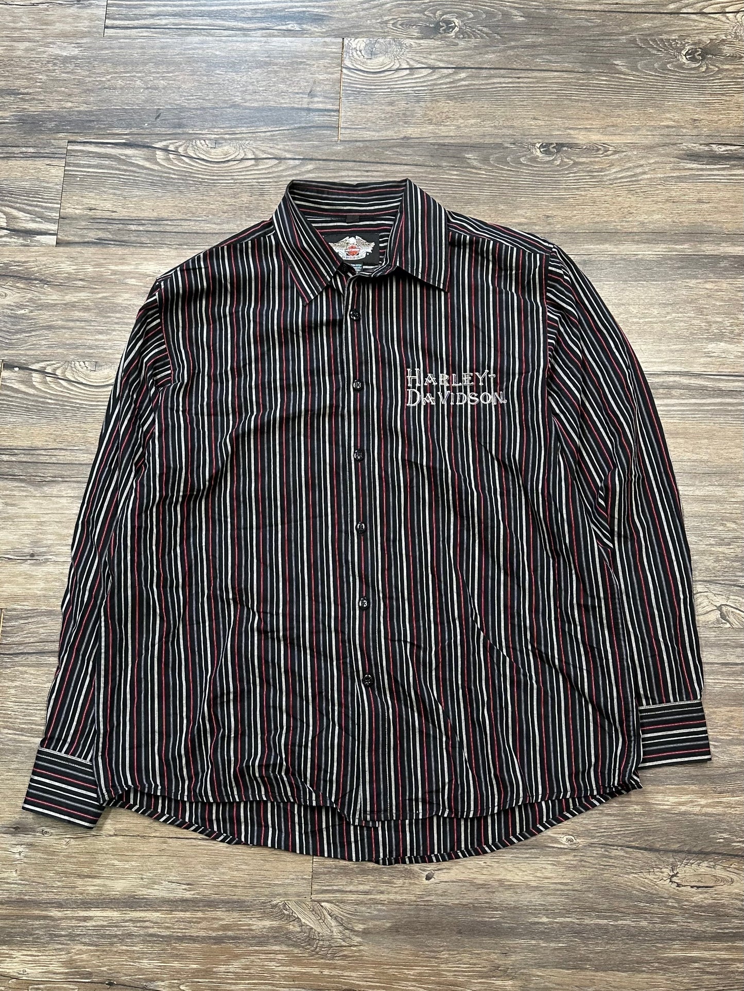 HARLEY DAVIDSON STRIPPED BUTTON UP (XL)