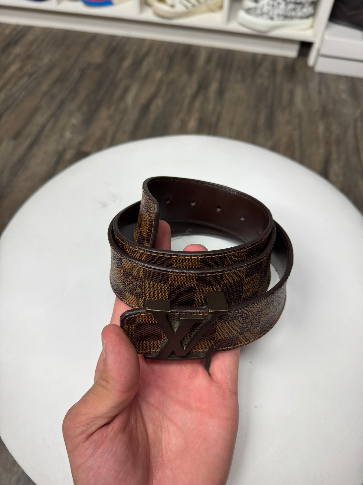 LOUIS VUITTON CHECKERED BELT (OS)
