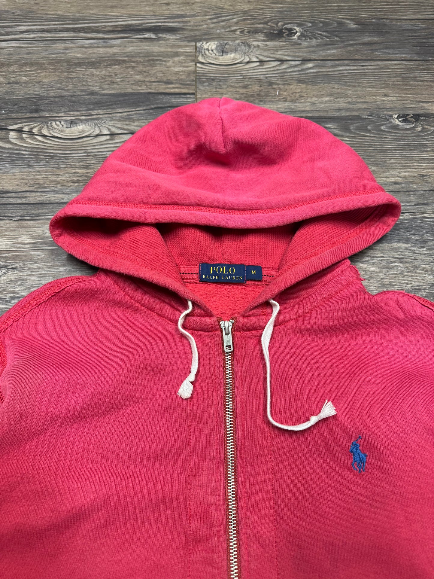 POLO RALPH LAUREN ‘SALMON’ ZIP UP HOODED SWEATSHIRT (M)