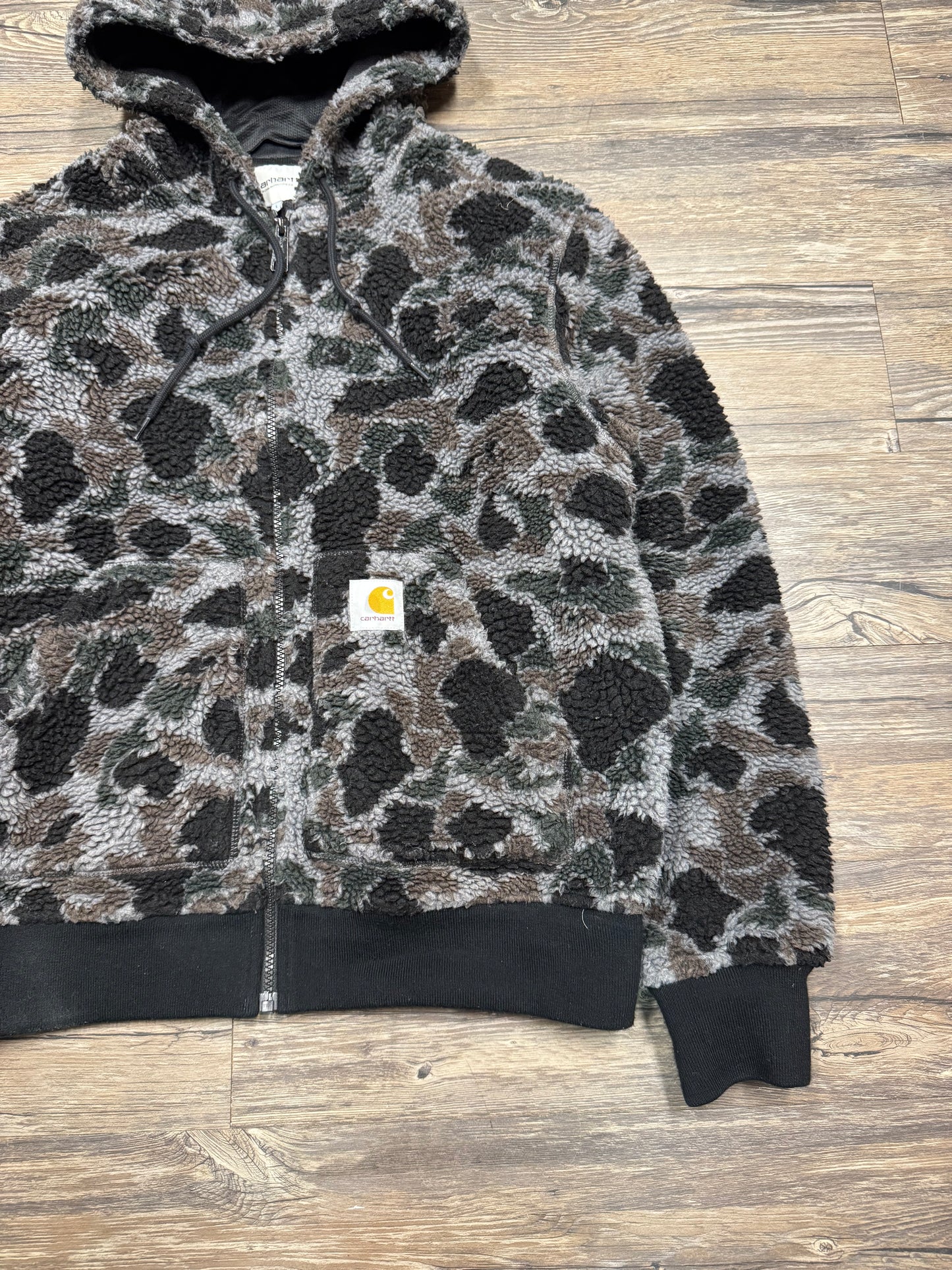 CARHARTT WIP DUCK CAMO FLEECE HOODED ZIP UP JACKET (L)