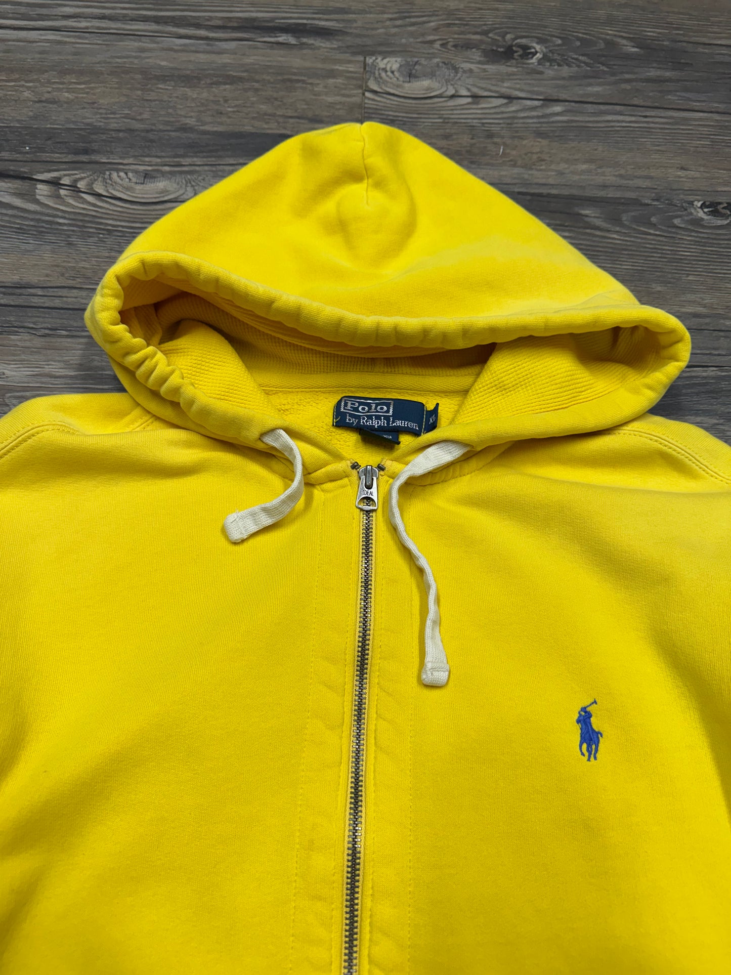 POLO RALPH LAUREN ‘MUSTARD’ ZIP UP HOODED SWEATSHIRT (XL)