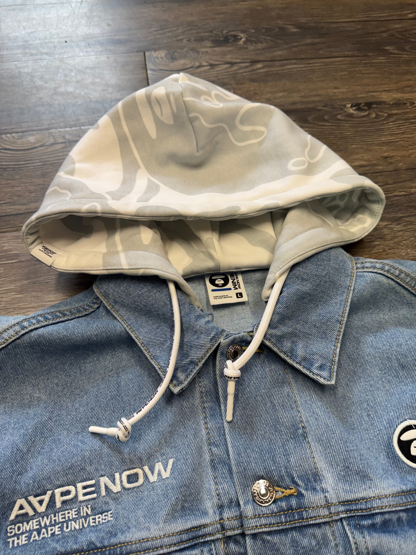 AAPE DENIM HOODED JACKET (L)