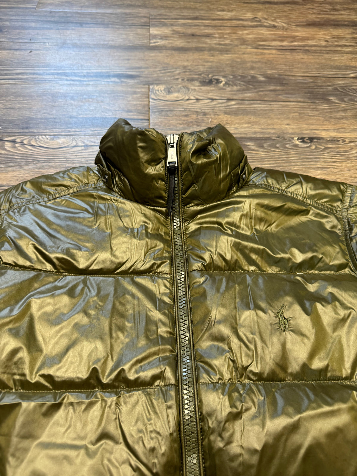 POLO RALPH LAUREN MILITARY GREEN PUFFER JACKET (M)