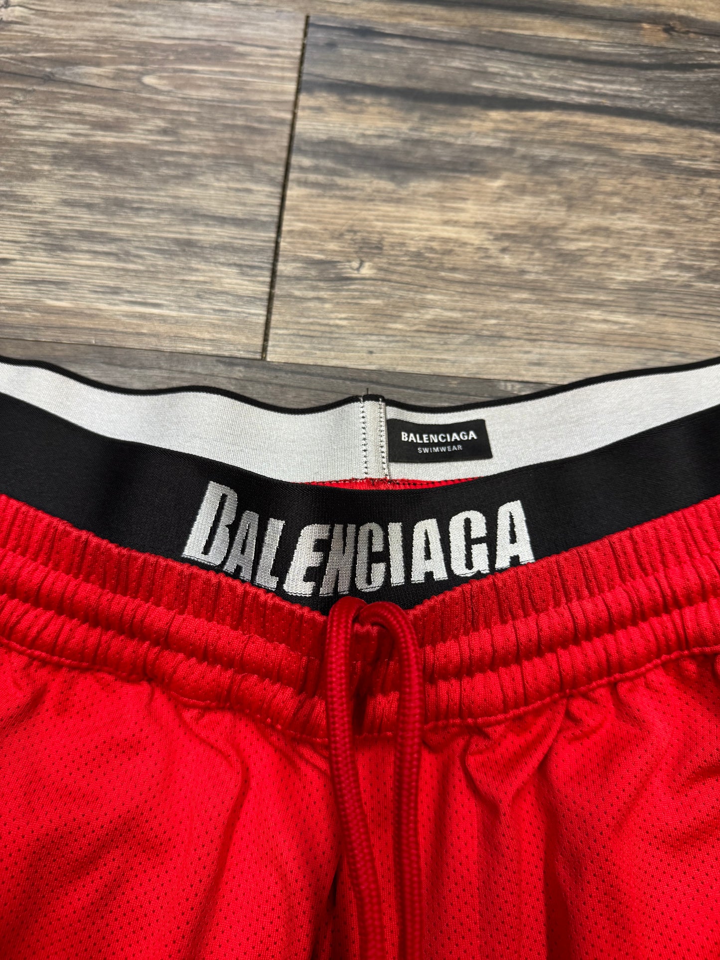 BALENCIAGA DOUBLE WAISTED MESH GYM SHORTS (M)