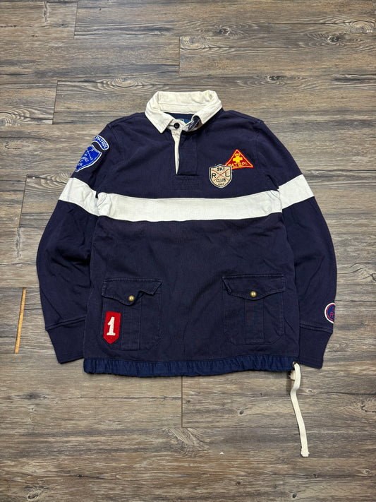 POLO RALPH LAUREN SKI PATROL WAFFLE LINED RUGBY SHIRT (S)
