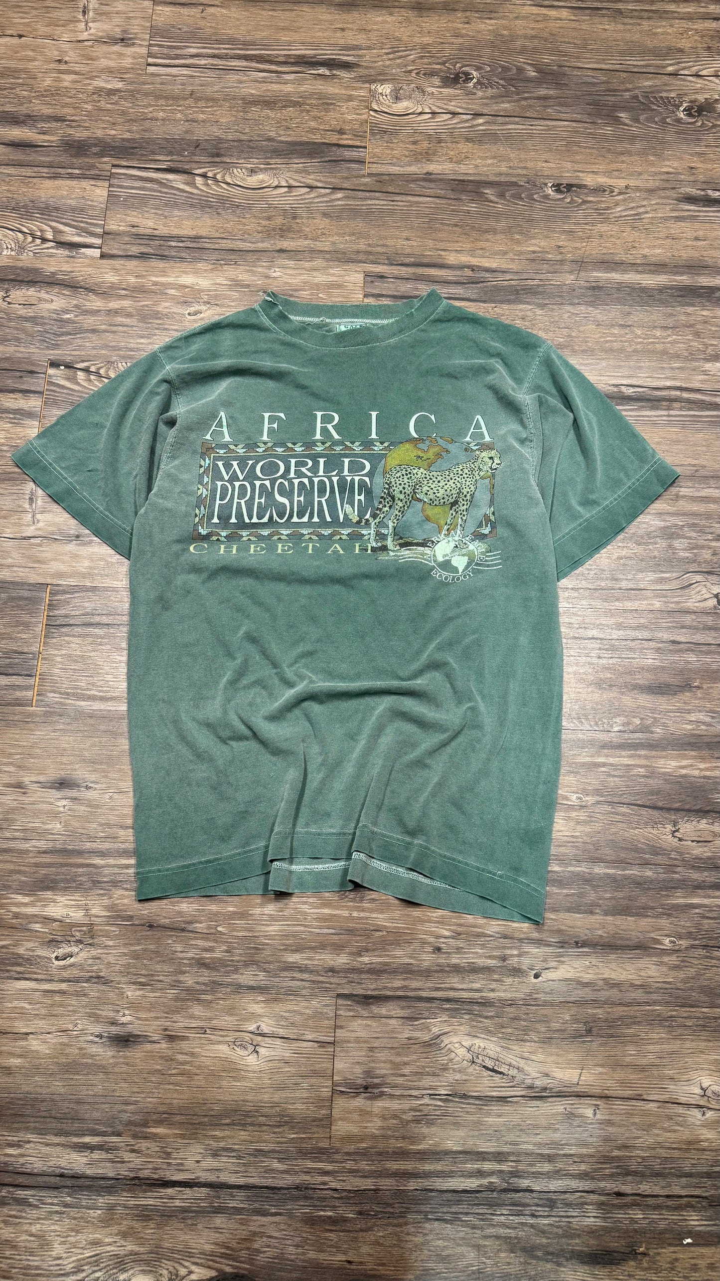 90s FADED AFRICA CHEETAH TEE (L)