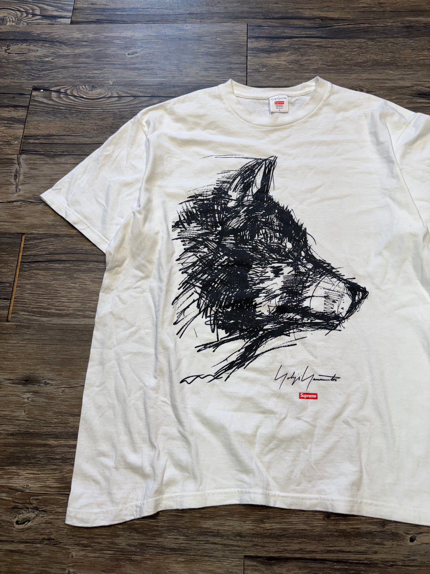 SUPREME X YOHJI YAMAMOTO FW20 SCRIBBLE WOLF TEE (L)
