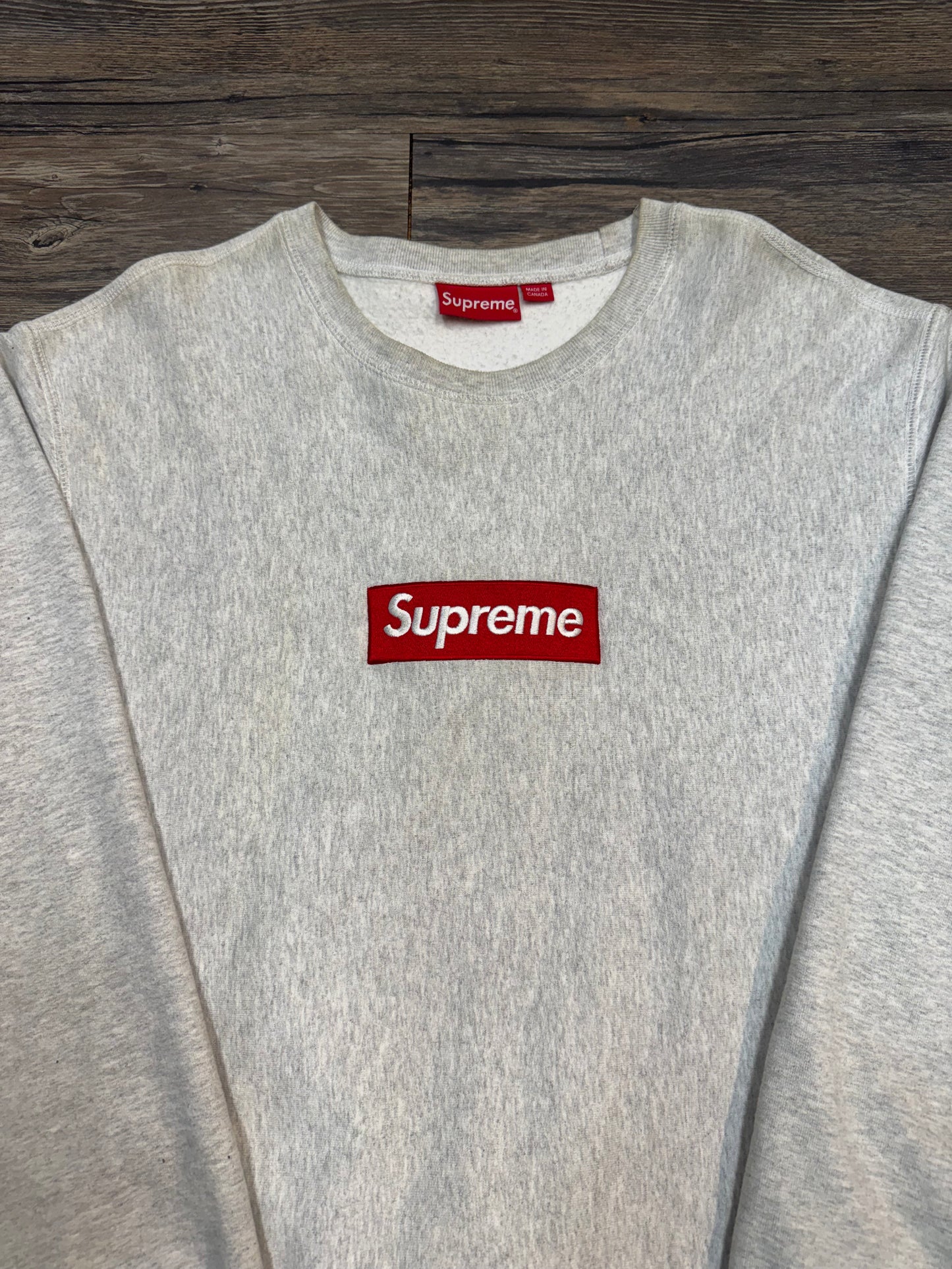 SUPREME BOX LOGO GRAY CREWNECK (XL)