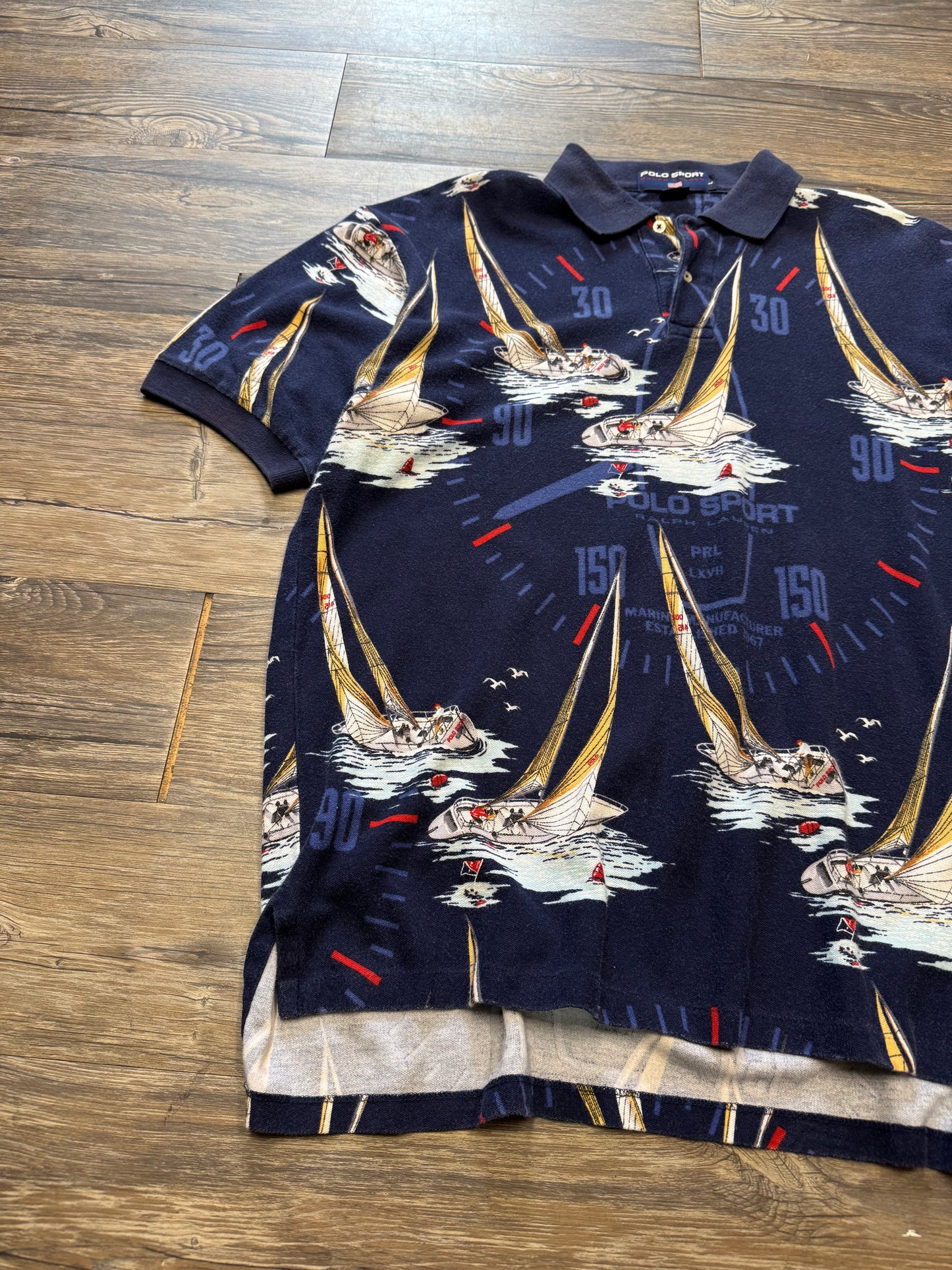 POLO SPORT RALPH LAUREN SAILING PRINT SHIRT (L)