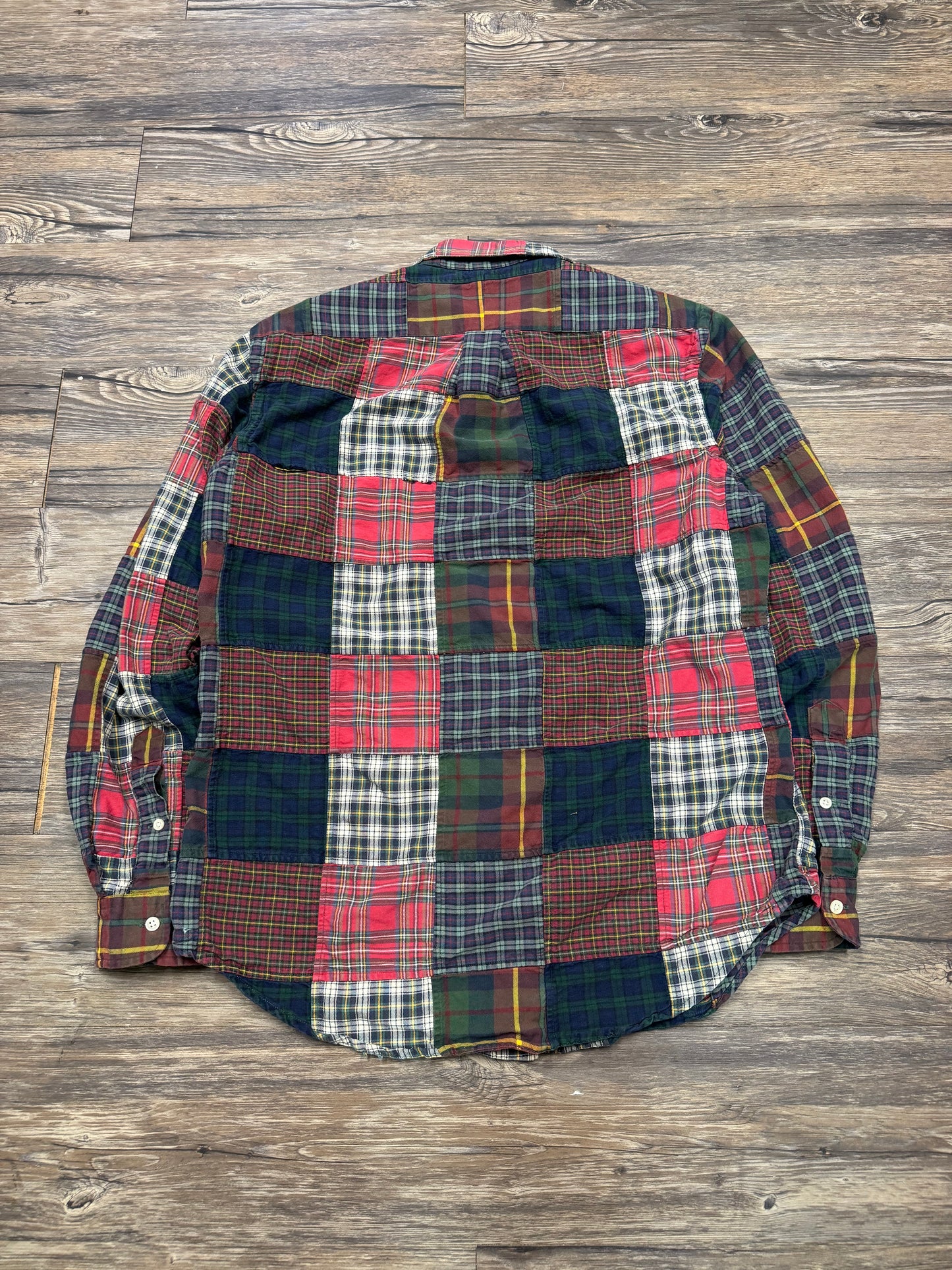 POLO RALPH LAUREN PLAID PATCHWORK BUTTON UP SHIRT (M)
