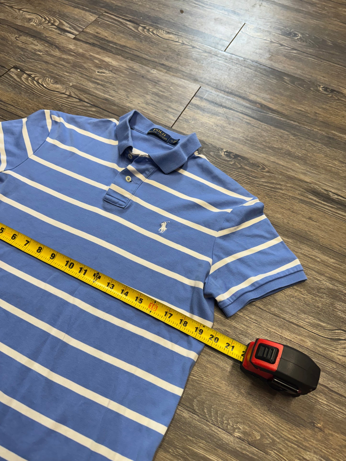 RALPH LAUREN STRIPED BABY BLUE POLO (M)