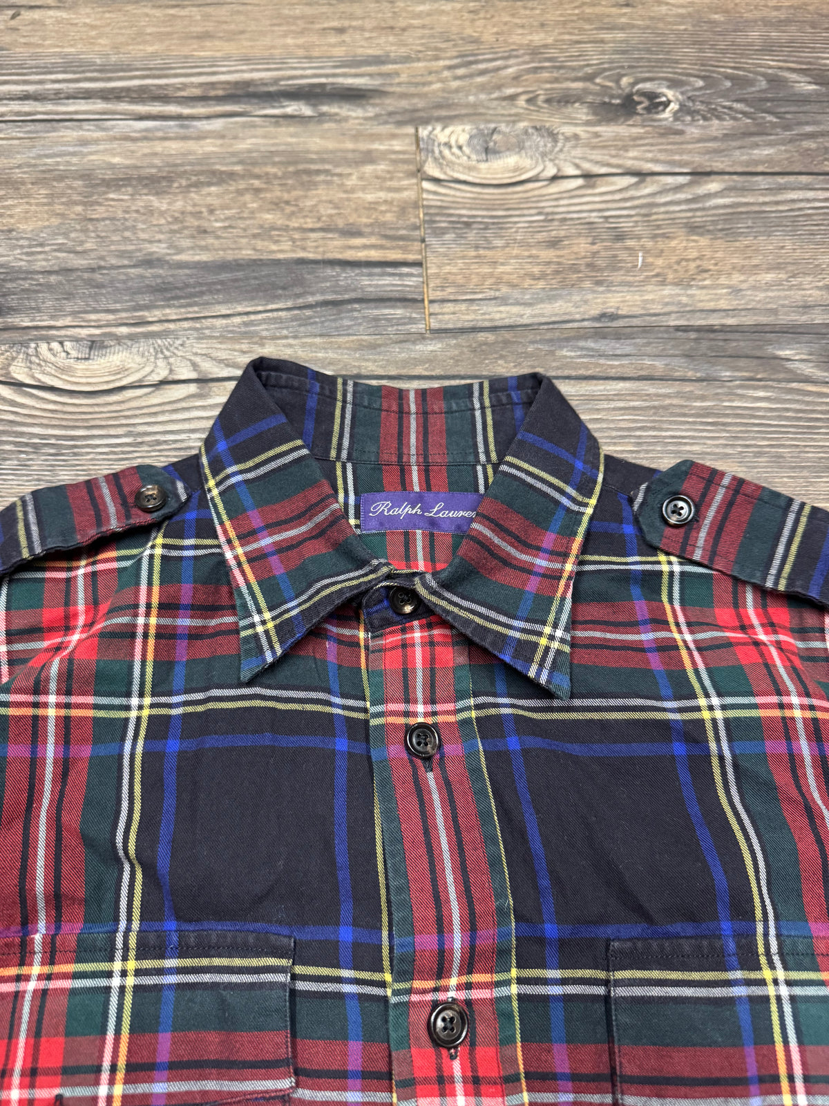POLO RALPH LAUREN PURPLE LABEL PLAID FLANNEL (M)