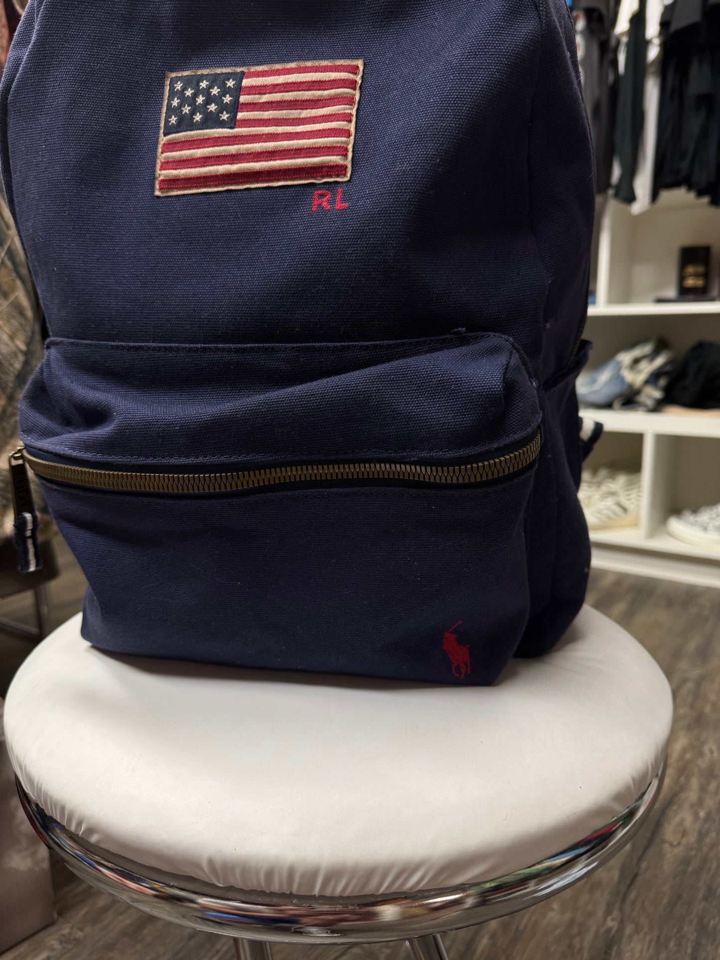 POLO RALPH LAUREN AMERICAN FLAG EMBROIDERED BACKPACK (OS)