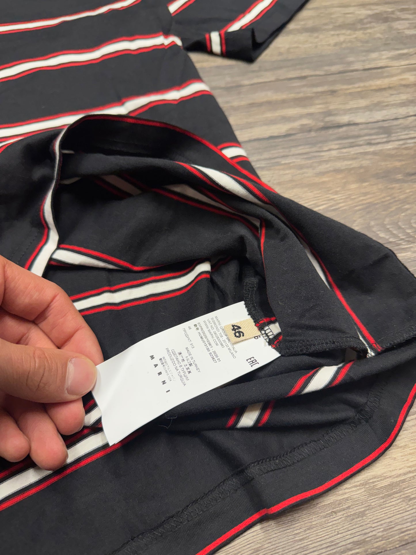 MARNI BLACK STRIPED TEE (M)