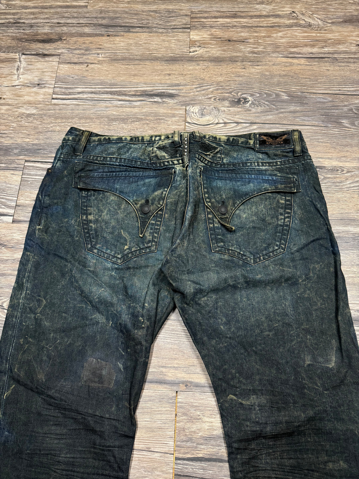 ROBINS CONSTELLATIONS STUDDED WING MUD WASH JEANS (42)