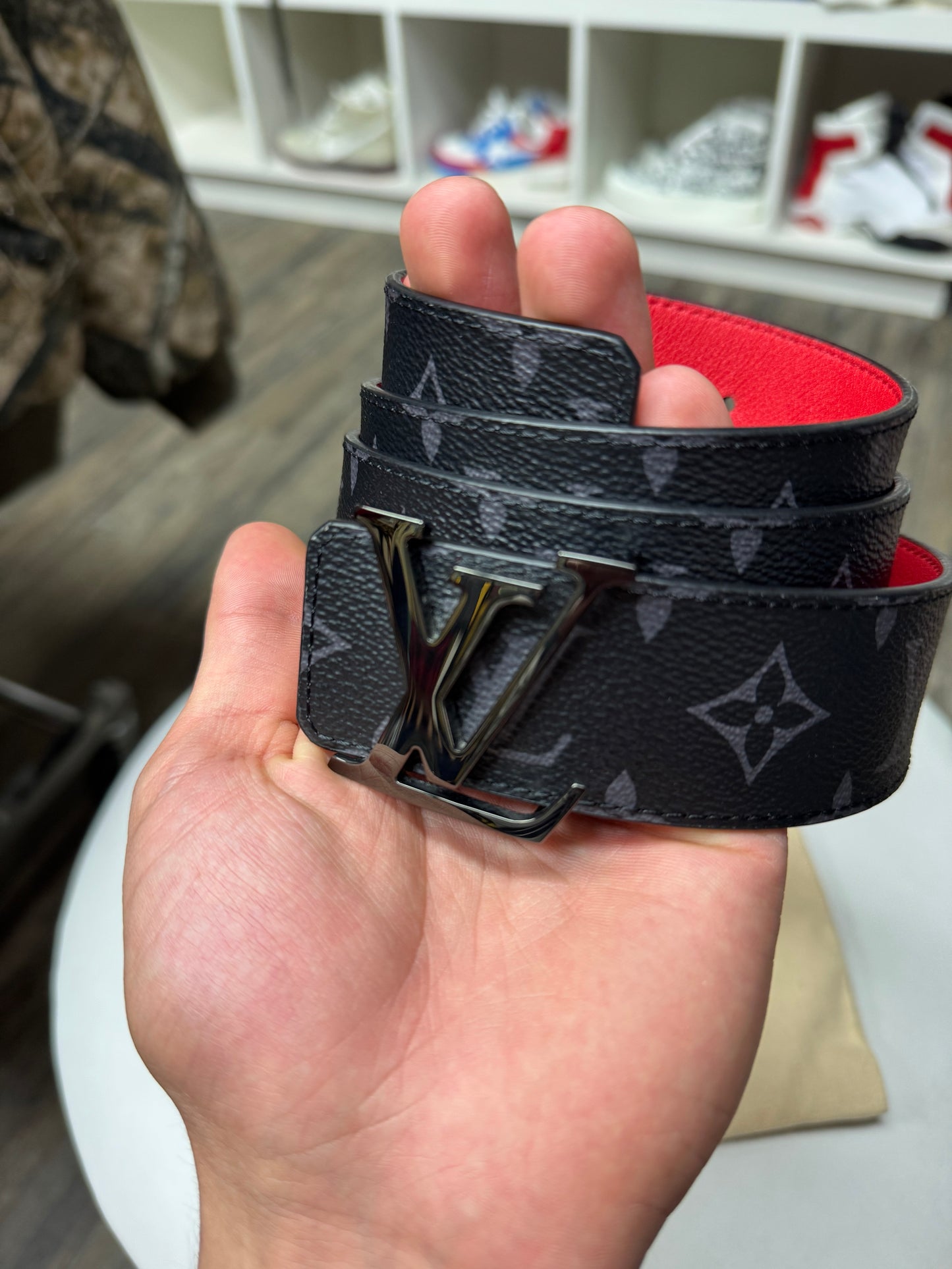 LOUIS VUITTON BLACK MONOGRAM BELT (30-36)