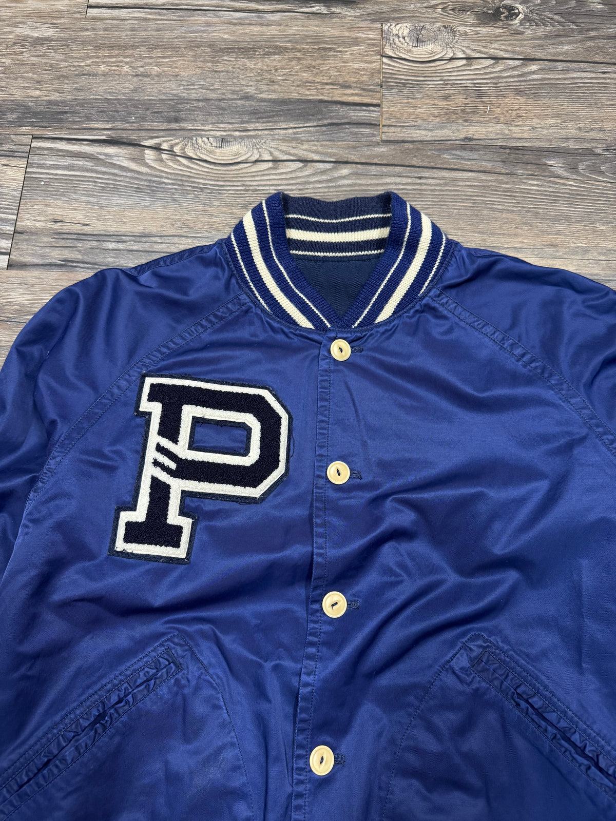 POLO RALPH LAUREN REVERSIBLE VARSITY LETTER JACKET (L)