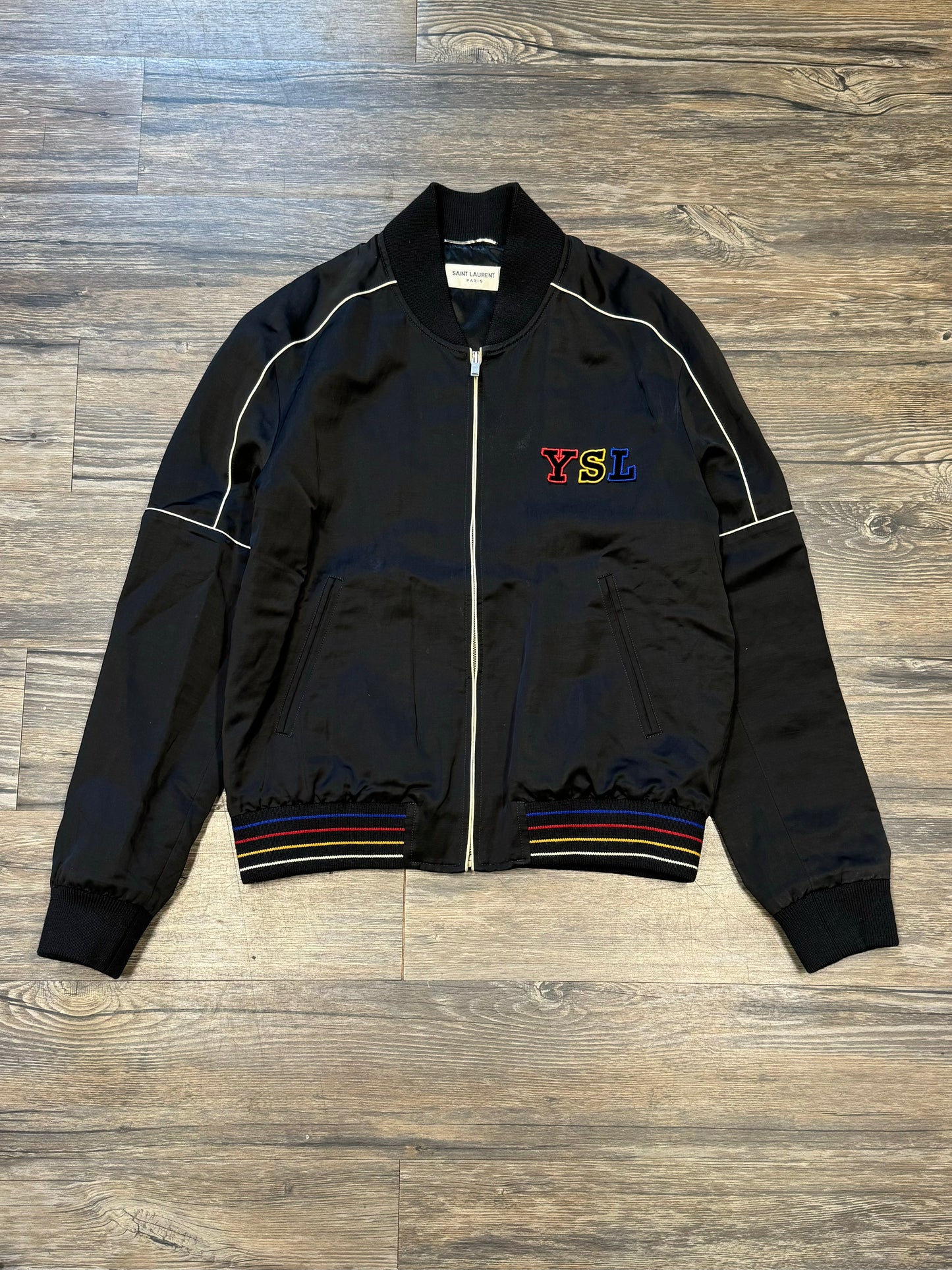 SAINT LAURENT TEDDY LINEN FLIGHT JACKET (M)
