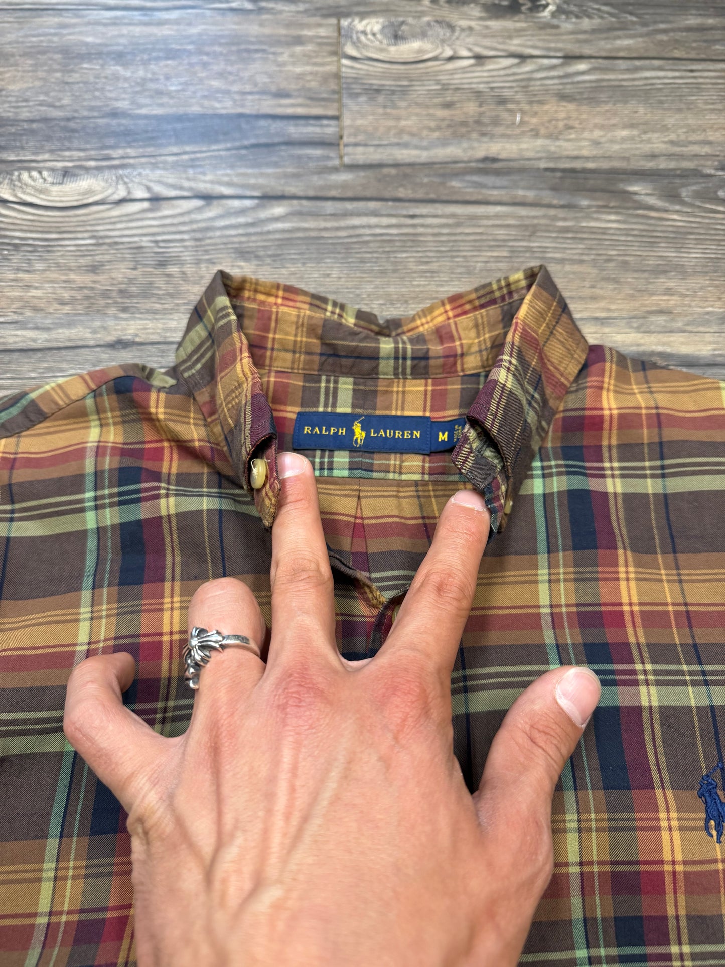 RALPH LAUREN BROWN PLAID SHIRT (M)